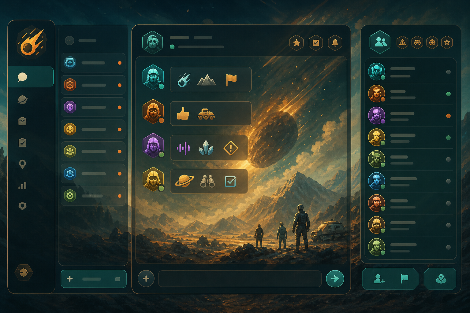 Meteorite team chat with icon signal inbox