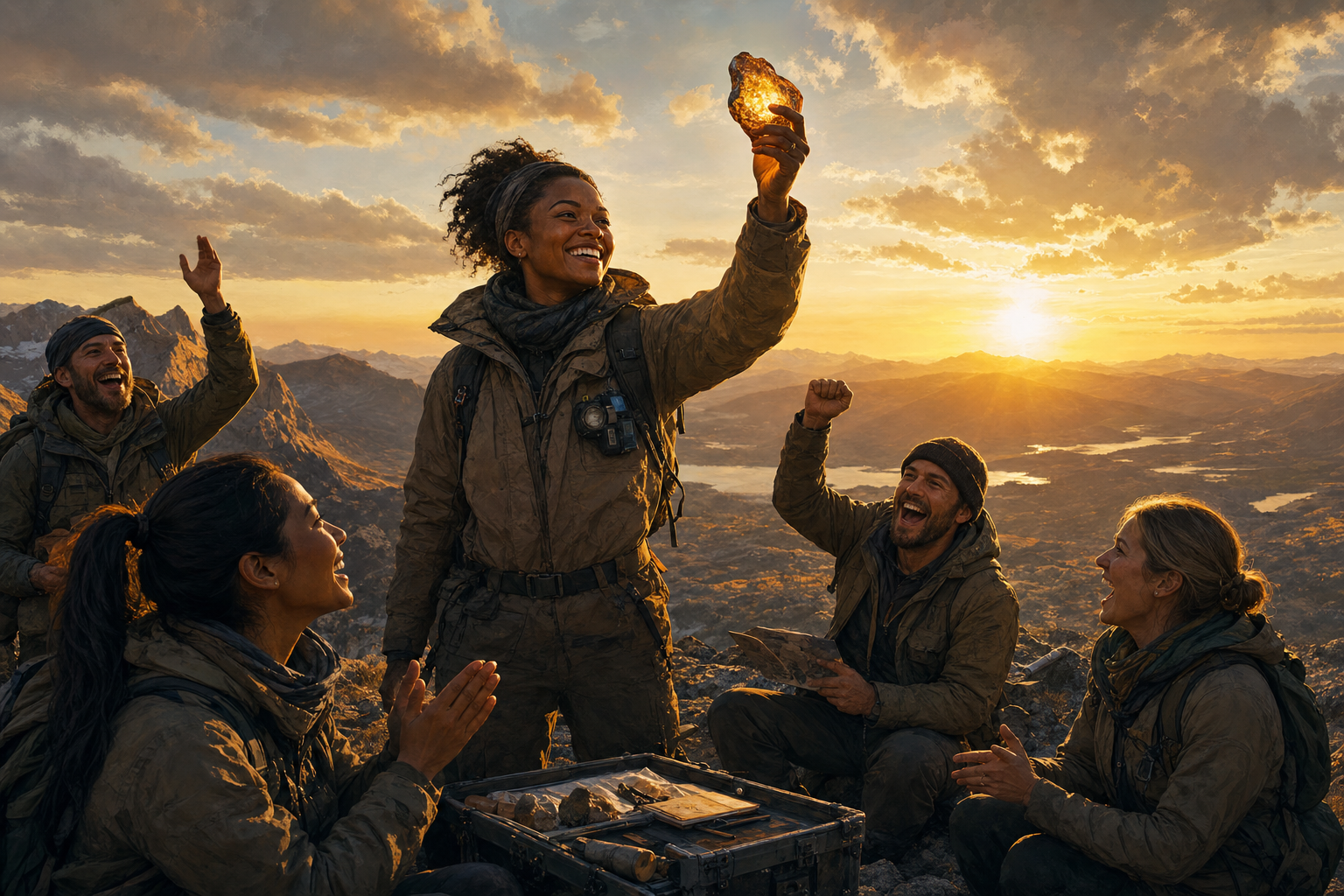 Meteorite win celebration after finding a fragment