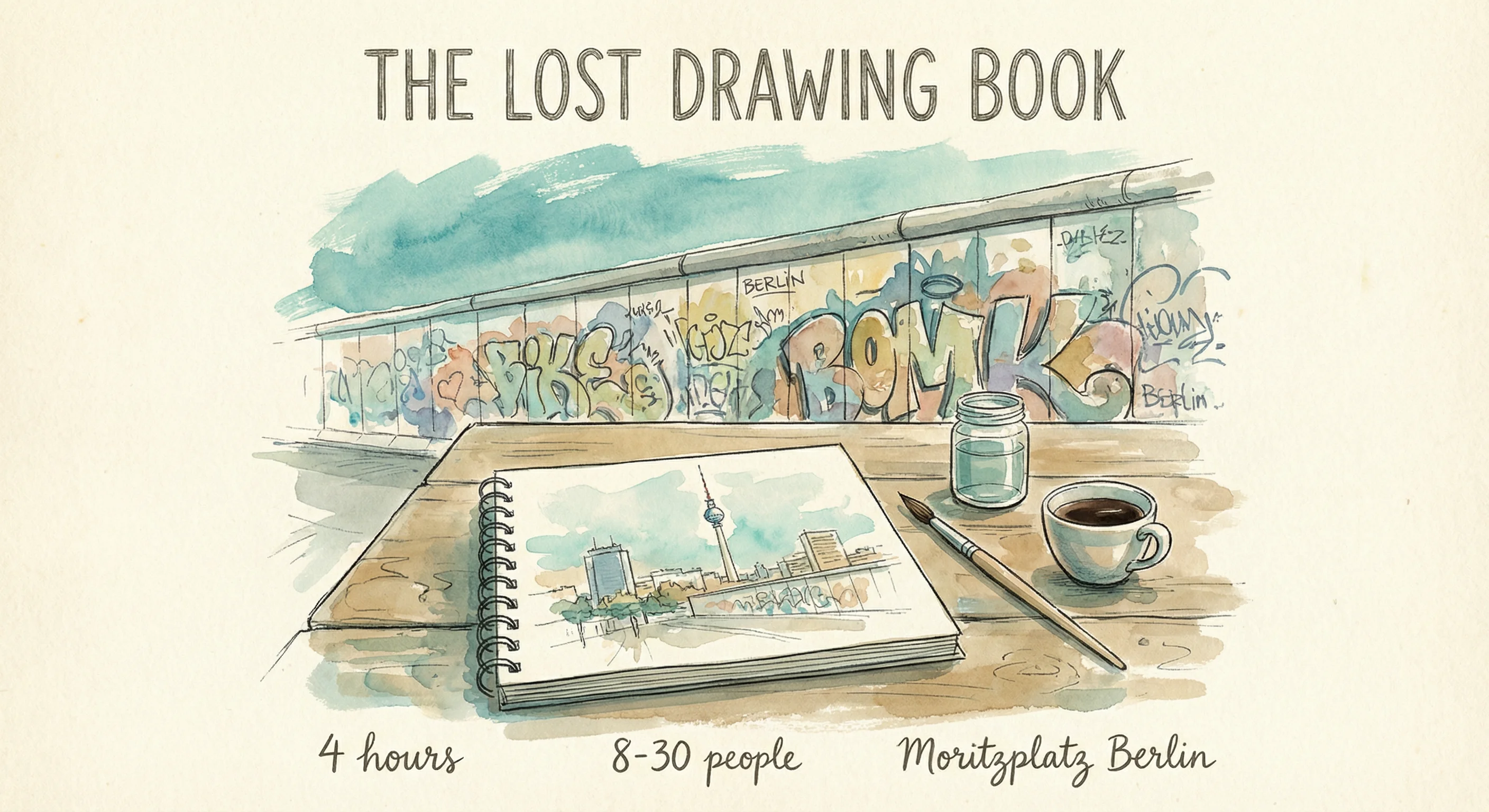 The Lost Drawing Book: Moritzplatz Berlin. Graffiti, Berlin Wall, focus on feedback and expression.